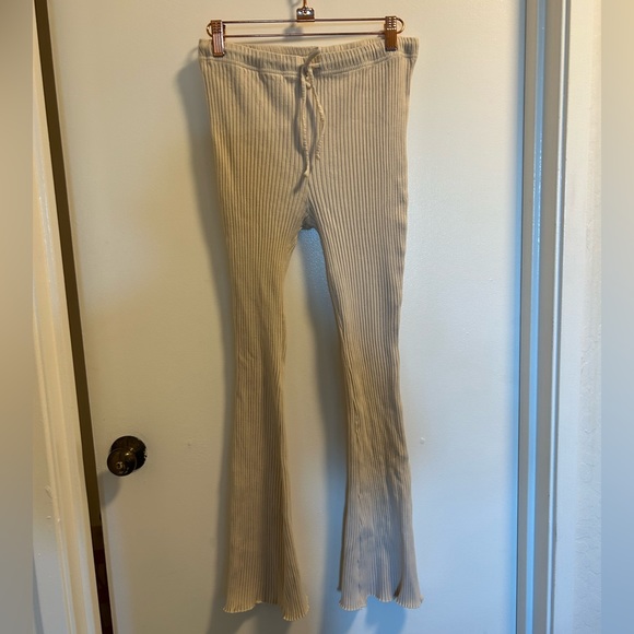 Topshop Drawstring Ribbed Flare Leggings - Picture 2 of 3